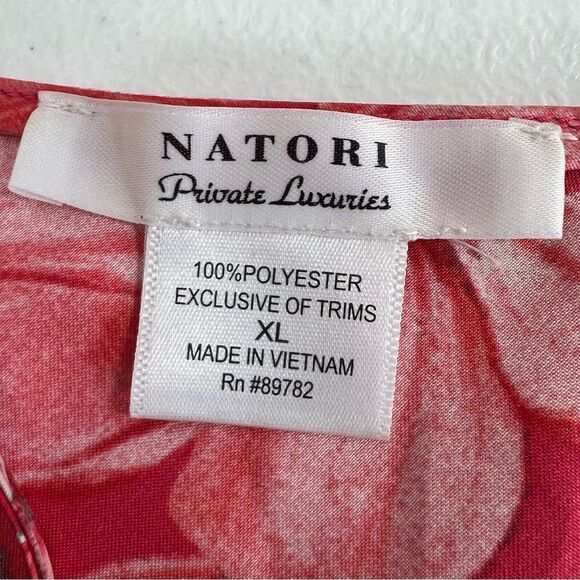 Natori Magnolia Floral Print Satin Chemise Gown - Picture 5 of 8
